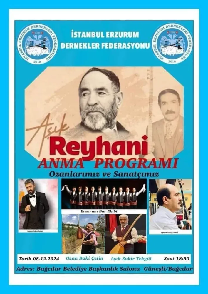 Aşık Yaşar Reyhani Ölüm Yıl Dönümünde Anılacak.